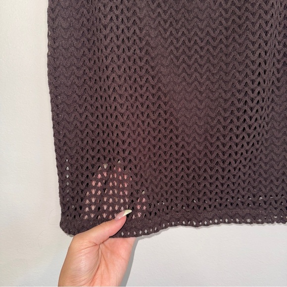 NWOT ZARA BROWN PATTERNED KNIT CROCHET BODYCON MINI SKIRT SIZE SMALL - Picture 2 of 4